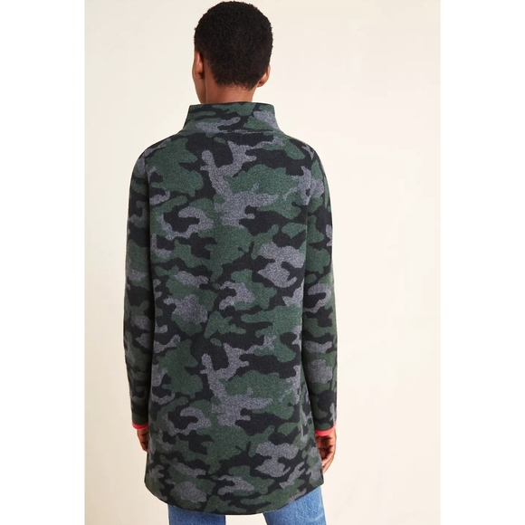 Anthropologie Feild Flower Camouflage Wool Sweater Coat - Picture 14 of 15